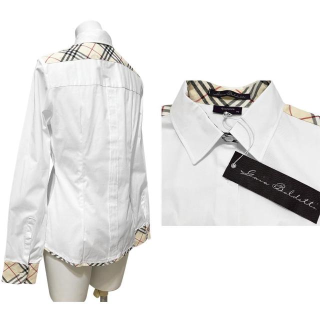 新品Gaia Boldettiイタリア製チェック柄シャツブラウス白#40#4 < 女性ファッション 新品Gaia Boldettiイタリア製チェック柄シャツブラウス白#40#4 < 女性ファッションの