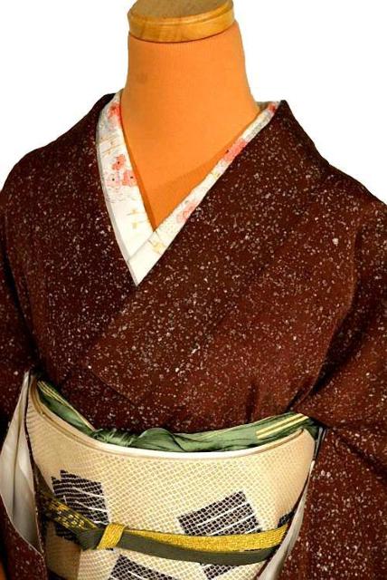 【最高級】美品 紬 たたき染め 小紋 身丈157.5cm 裄丈62.5cm T3377 < 女性ファッション  【最高級】美品 紬 たたき染め 小紋 身丈157.5cm 裄丈62.5cm T3377 < 女性ファッションの