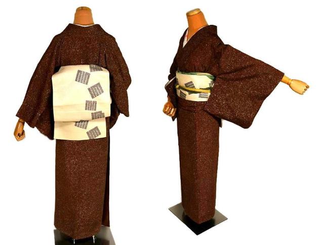 【最高級】美品 紬 たたき染め 小紋 身丈157.5cm 裄丈62.5cm T3377 < 女性ファッション  【最高級】美品 紬 たたき染め 小紋 身丈157.5cm 裄丈62.5cm T3377 < 女性ファッションの