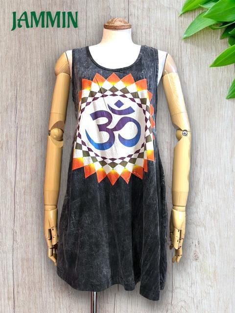 オームタンクトップ アジアン エスニック チュニック丈 ヒッピー サイケ ヨガ < 女性ファッション  オームタンクトップ アジアン エスニック チュニック丈 ヒッピー サイケ ヨガ  < 女性ファッションの