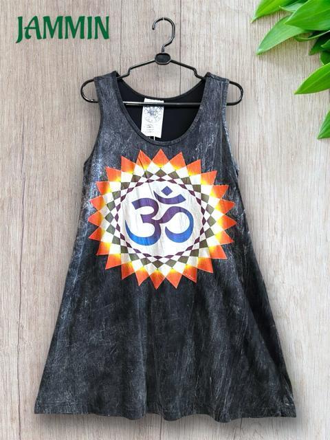 オームタンクトップ アジアン エスニック チュニック丈 ヒッピー サイケ ヨガ < 女性ファッション  オームタンクトップ アジアン エスニック チュニック丈 ヒッピー サイケ ヨガ < 女性ファッションの