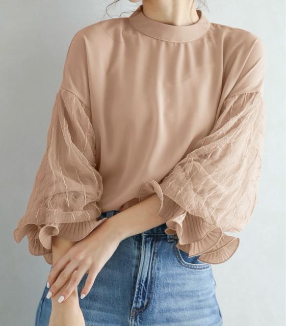 新品☆La-gemme(ラジエム)ボリュームレース袖スタンドカラートップス☆ < 女性ファッション 新品☆La-gemme(ラジエム)ボリュームレース袖スタンドカラートップス☆ < 女性ファッションの