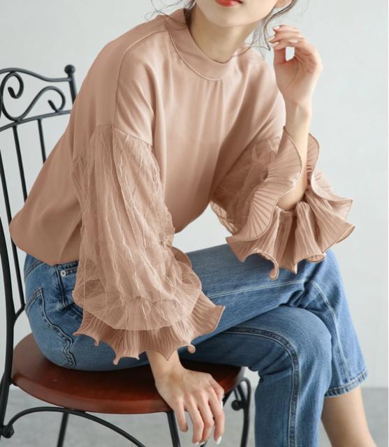 新品☆La-gemme(ラジエム)ボリュームレース袖スタンドカラートップス☆ < 女性ファッション 新品☆La-gemme(ラジエム)ボリュームレース袖スタンドカラートップス☆ < 女性ファッションの