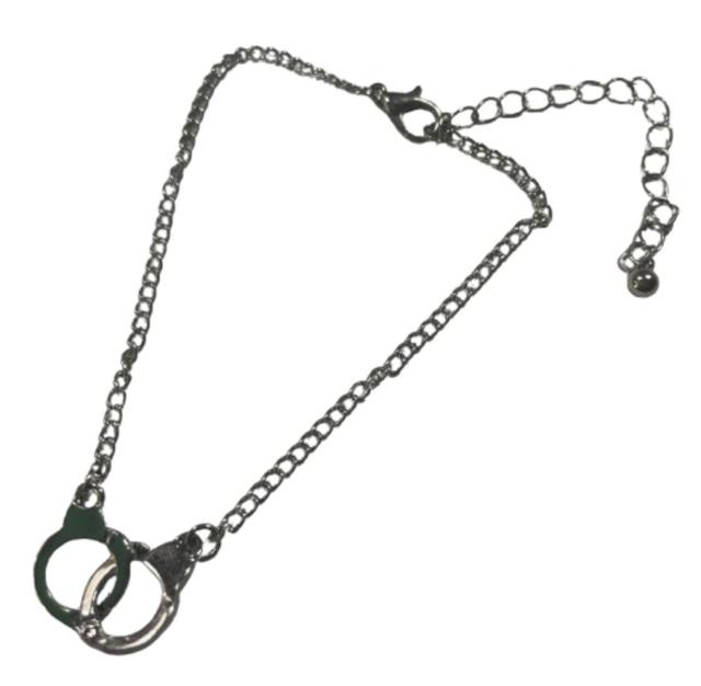 シルバー手錠チャームブレスレット 男女兼用 フリーサイズ ニッケル素材 アジャスター付き < 女性アクセサリー/時計  シルバー手錠チャームブレスレット 男女兼用 フリーサイズ ニッケル素材 アジャスター付き  < 女性アクセサリー/時計の