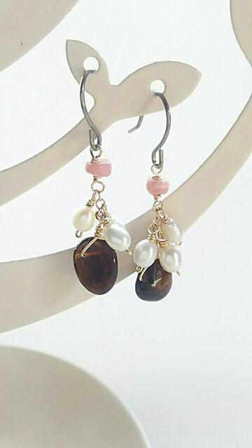 14kgf*トルマリンと淡水パールのピアス* 17033 < 女性アクセサリー/時計  14kgf*トルマリンと淡水パールのピアス* 17033  < 女性アクセサリー/時計の