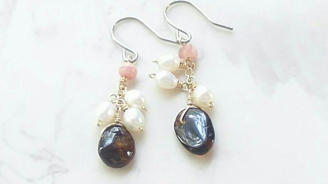 14kgf*トルマリンと淡水パールのピアス* 17033 < 女性アクセサリー/時計  14kgf*トルマリンと淡水パールのピアス* 17033 < 女性アクセサリー/時計の