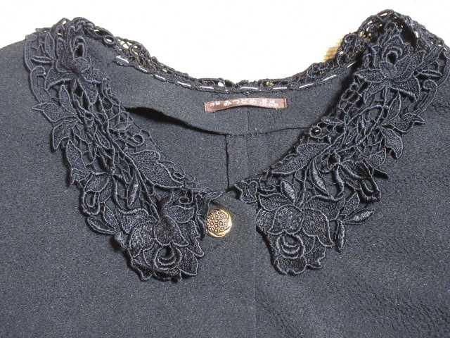 フラワーモチーフ*ボレロ長袖ジャケット(ブラック) < 女性ファッション  フラワーモチーフ*ボレロ長袖ジャケット(ブラック) < 女性ファッションの