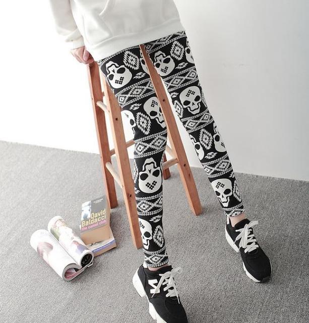 送料無料 レディース スカル プリントレギンスパンツ ドクロ柄 レギパン < 女性ファッション  送料無料 レディース スカル プリントレギンスパンツ ドクロ柄 レギパン  < 女性ファッションの