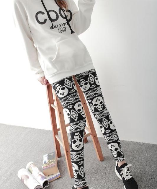 送料無料 レディース スカル プリントレギンスパンツ ドクロ柄 レギパン < 女性ファッション  送料無料 レディース スカル プリントレギンスパンツ ドクロ柄 レギパン < 女性ファッションの