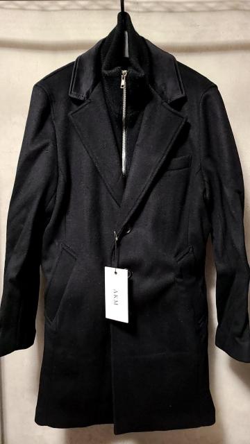 AKMエーケーエム カシミヤ混フロントレイヤードチェスターコート S 極美品 < ブランド  AKMエーケーエム カシミヤ混フロントレイヤードチェスターコート S 極美品  < ブランドの