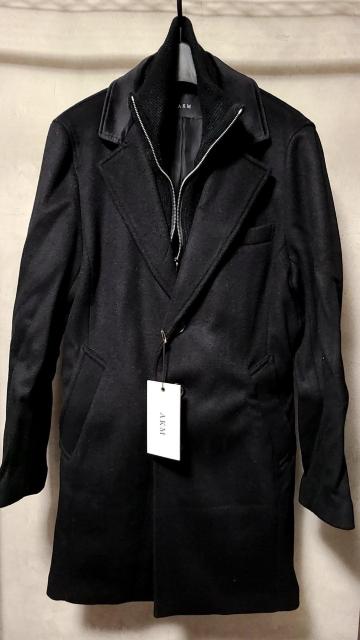 AKMエーケーエム カシミヤ混フロントレイヤードチェスターコート S 極美品 < ブランド  AKMエーケーエム カシミヤ混フロントレイヤードチェスターコート S 極美品 < ブランドの