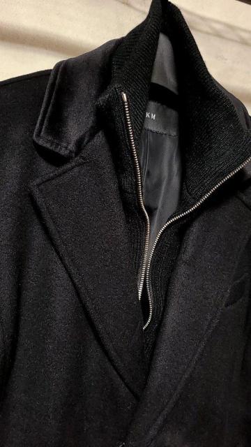 AKMエーケーエム カシミヤ混フロントレイヤードチェスターコート S 極美品 < ブランド  AKMエーケーエム カシミヤ混フロントレイヤードチェスターコート S 極美品 < ブランドの