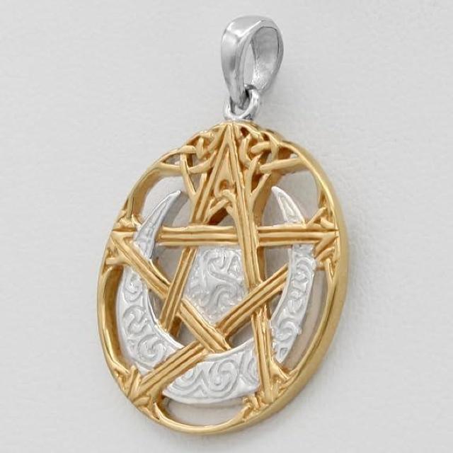 DD: Vermeil Cut Out Moon Pentacle Pend..  ANZT[/v 