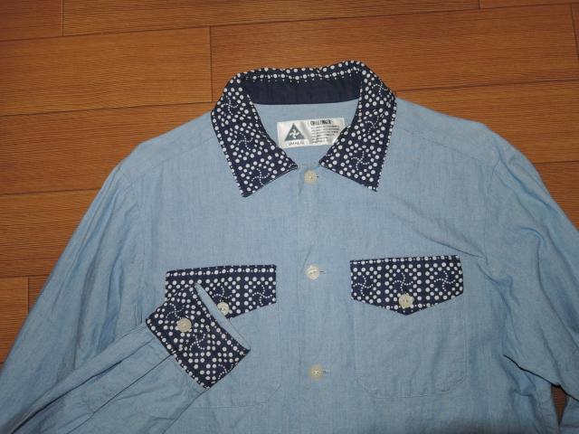 チャレンジャーCHALLENGERバンダナ柄シャツSデニムシャンブレー < 男性ファッション  チャレンジャーCHALLENGERバンダナ柄シャツSデニムシャンブレー < 男性ファッションの