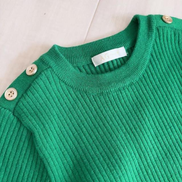 ◆AG by aquagirl/エージーバイアクアガール◆ショルダーボタンリブニット★グリーンS*高見えアイテム♪ < ブランド ◆AG by aquagirl/エージーバイアクアガール◆ショルダーボタンリブニット★グリーンS*高見えアイテム♪ < ブランドの