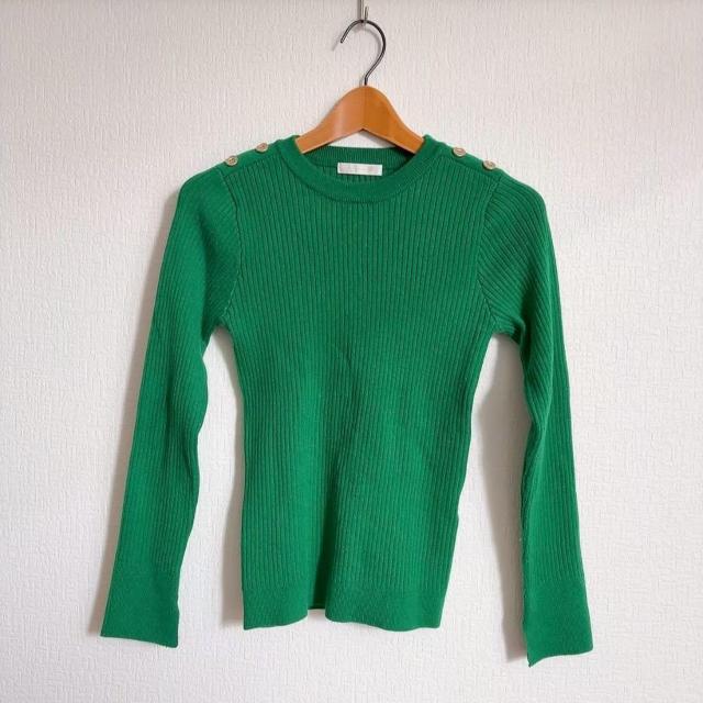 ◆AG by aquagirl/エージーバイアクアガール◆ショルダーボタンリブニット★グリーンS*高見えアイテム♪ < ブランド ◆AG by aquagirl/エージーバイアクアガール◆ショルダーボタンリブニット★グリーンS*高見えアイテム♪ < ブランドの