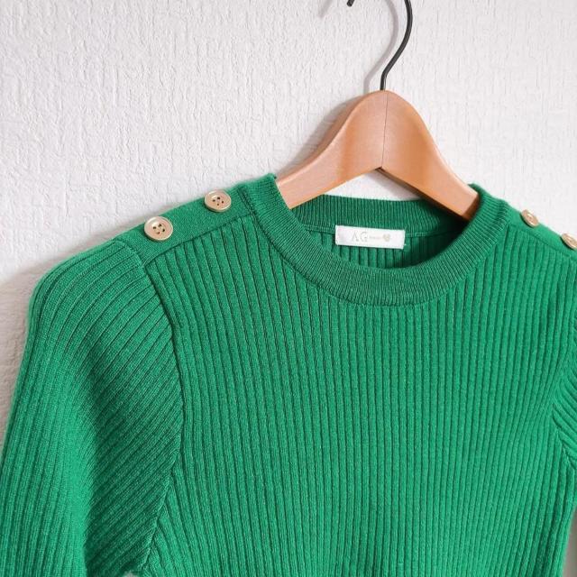 ◆AG by aquagirl/エージーバイアクアガール◆ショルダーボタンリブニット★グリーンS*高見えアイテム♪ < ブランド ◆AG by aquagirl/エージーバイアクアガール◆ショルダーボタンリブニット★グリーンS*高見えアイテム♪ < ブランドの