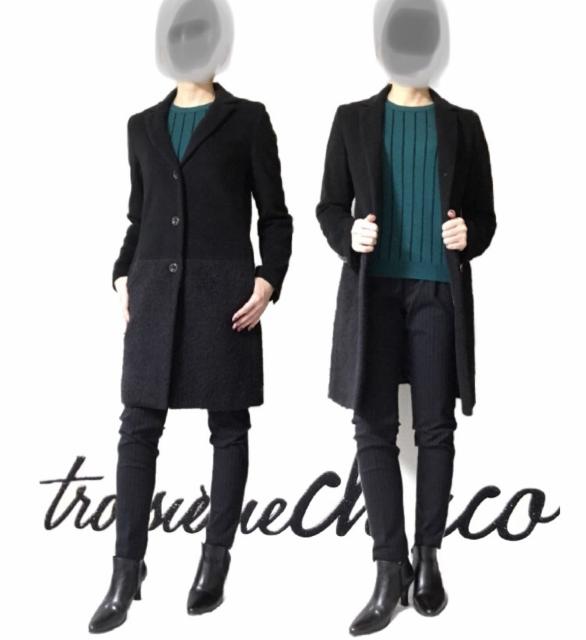 高級チェスターコート〓トロワズィエムチャコ〓切替デザイン黒(M)美品 < 女性ファッション 高級チェスターコート〓トロワズィエムチャコ〓切替デザイン黒(M)美品 < 女性ファッションの