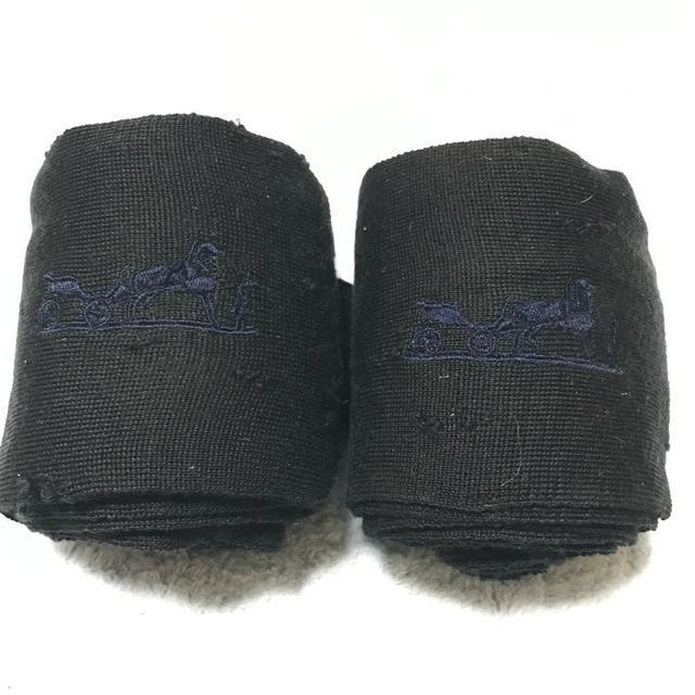 激レア 正規品 エルメス 馬用 肢巻 バンデージ ブラック 4枚セット リメイクにも < ブランド  激レア 正規品 エルメス 馬用 肢巻 バンデージ ブラック 4枚セット リメイクにも < ブランドの