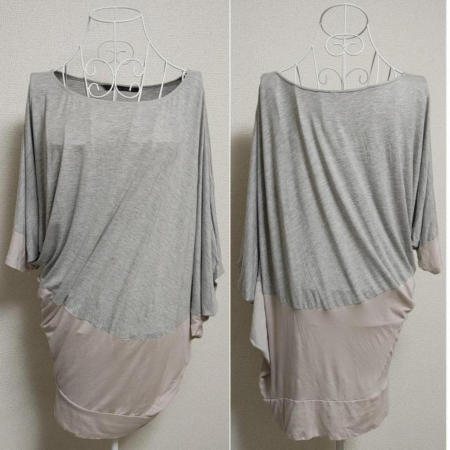 YECCA VECCA★グレー アシンメトリー 変形 プルオーバー チュニック 袖 切替 ワンピース ひざ丈 アシメ バイカラー < 女性ファッション YECCA VECCA★グレー アシンメトリー 変形 プルオーバー チュニック 袖 切替 ワンピース ひざ丈 アシメ バイカラー < 女性ファッションの