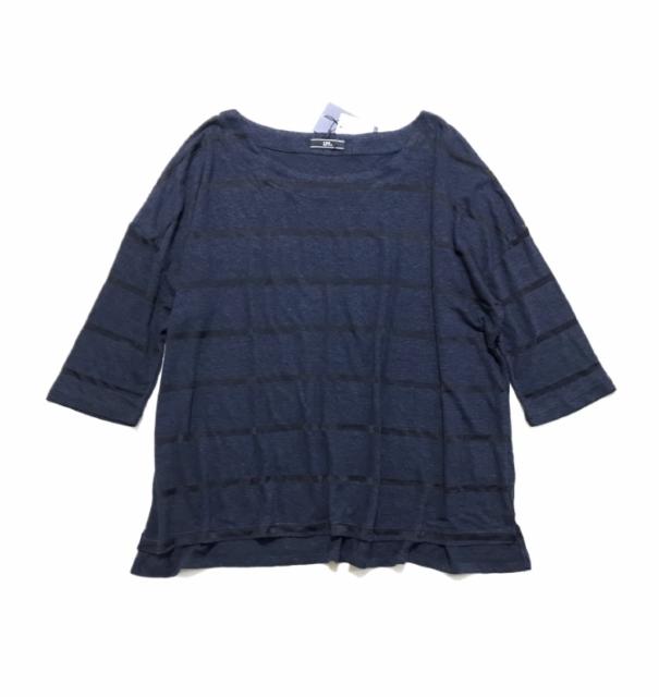 LIVIitゆったり七分袖カットソー〓ネイビーボーダー(F)新品 < ブランド LIVIitゆったり七分袖カットソー〓ネイビーボーダー(F)新品 < ブランドの