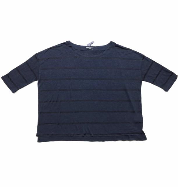 LIVIitゆったり七分袖カットソー〓ネイビーボーダー(F)新品 < ブランド LIVIitゆったり七分袖カットソー〓ネイビーボーダー(F)新品 < ブランドの