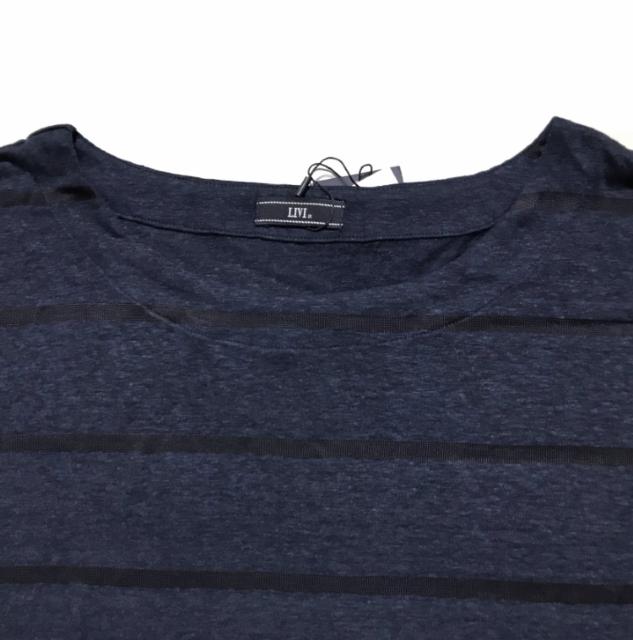 LIVIitゆったり七分袖カットソー〓ネイビーボーダー(F)新品 < ブランド LIVIitゆったり七分袖カットソー〓ネイビーボーダー(F)新品 < ブランドの