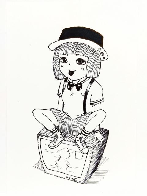 オリジナルイラスト手描きイラストTVハンドメイドインテリア絵原画モノクロアート女の子お洒落 < アニメ/コミック/キャラクター  オリジナルイラスト手描きイラストTVハンドメイドインテリア絵原画モノクロアート女の子お洒落  < アニメ/コミック/キャラクターの