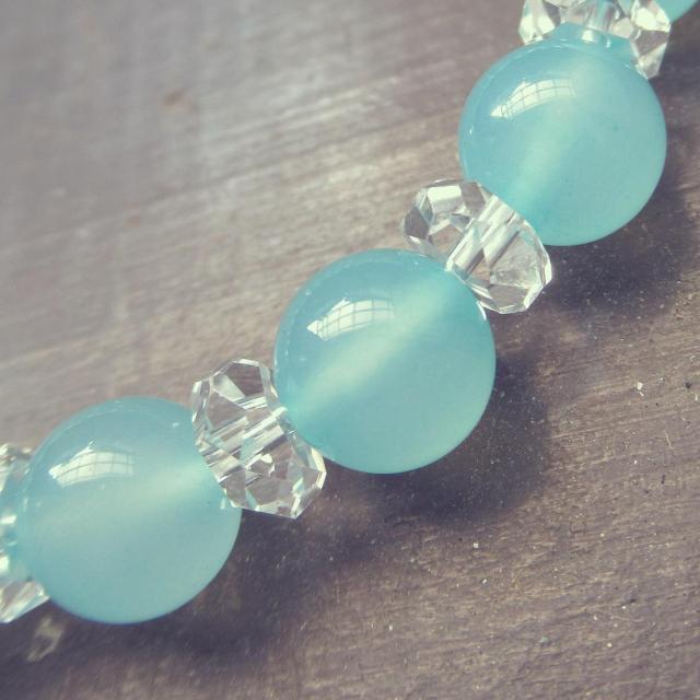 シーブルーカルセドニーxカット水晶ブレスレット 天然石 < 男性アクセサリー/時計 シーブルーカルセドニーxカット水晶ブレスレット 天然石 < 男性アクセサリー/時計の