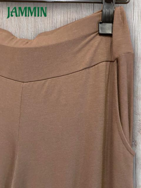 ストレッチワイドパンツ ベージュ スパンデックス アジアン ヨガ < 女性ファッション  ストレッチワイドパンツ ベージュ スパンデックス アジアン ヨガ < 女性ファッションの