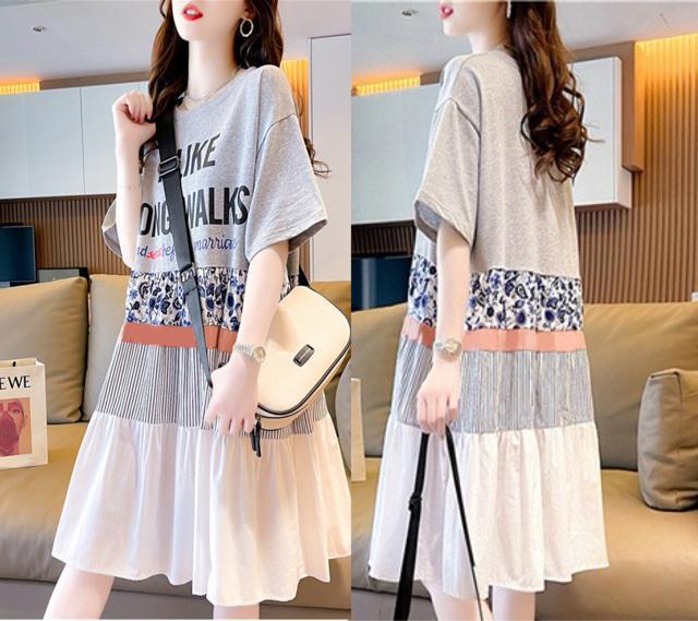 フレア ロング丈tシャツ ワンピース 英字柄 グレー 大きいサイズ < 女性ファッション  フレア ロング丈tシャツ ワンピース 英字柄 グレー 大きいサイズ  < 女性ファッションの