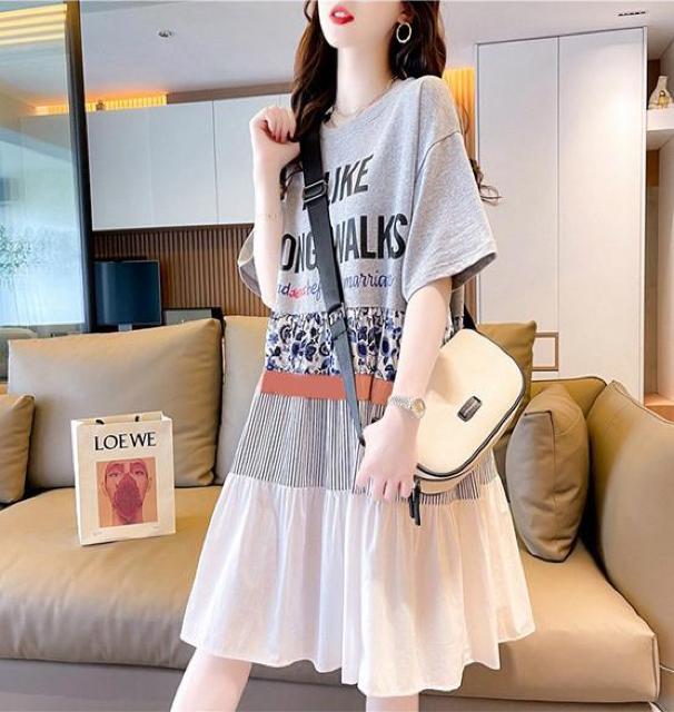 フレア ロング丈tシャツ ワンピース 英字柄 グレー 大きいサイズ < 女性ファッション  フレア ロング丈tシャツ ワンピース 英字柄 グレー 大きいサイズ < 女性ファッションの