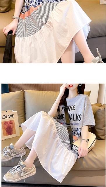 フレア ロング丈tシャツ ワンピース 英字柄 グレー 大きいサイズ < 女性ファッション  フレア ロング丈tシャツ ワンピース 英字柄 グレー 大きいサイズ < 女性ファッションの