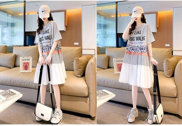 フレア ロング丈tシャツ ワンピース 英字柄 グレー 大きいサイズ < 女性ファッション  フレア ロング丈tシャツ ワンピース 英字柄 グレー 大きいサイズ < 女性ファッションの