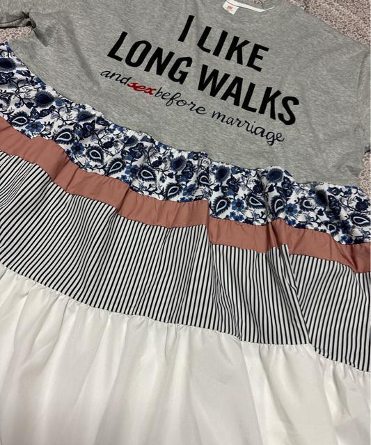 フレア ロング丈tシャツ ワンピース 英字柄 グレー 大きいサイズ < 女性ファッション  フレア ロング丈tシャツ ワンピース 英字柄 グレー 大きいサイズ < 女性ファッションの