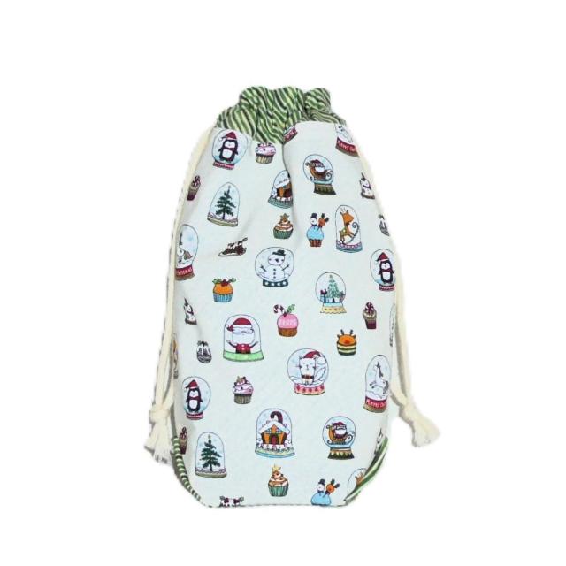 【底マチ幅広巾着・縦長】◆Merry Christmas◆Xmasクリスマス◆サンタスノードーム◆裏地あり巾着 < 女性ファッション 【底マチ幅広巾着・縦長】◆Merry Christmas◆Xmasクリスマス◆サンタスノードーム◆裏地あり巾着 < 女性ファッションの