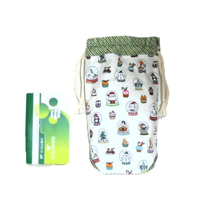 【底マチ幅広巾着・縦長】◆Merry Christmas◆Xmasクリスマス◆サンタスノードーム◆裏地あり巾着 < 女性ファッション 【底マチ幅広巾着・縦長】◆Merry Christmas◆Xmasクリスマス◆サンタスノードーム◆裏地あり巾着 < 女性ファッションの