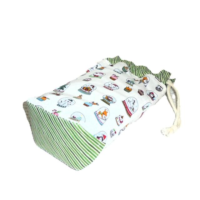 【底マチ幅広巾着・縦長】◆Merry Christmas◆Xmasクリスマス◆サンタスノードーム◆裏地あり巾着 < 女性ファッション 【底マチ幅広巾着・縦長】◆Merry Christmas◆Xmasクリスマス◆サンタスノードーム◆裏地あり巾着 < 女性ファッションの