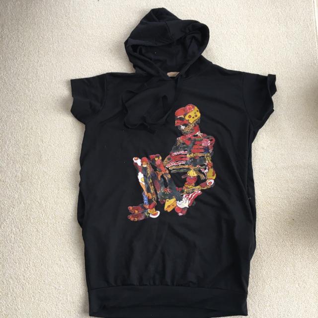 フードスカル柄オーバーサイズバルーンパーカープルオーバー < 女性ファッション フードスカル柄オーバーサイズバルーンパーカープルオーバー < 女性ファッションの