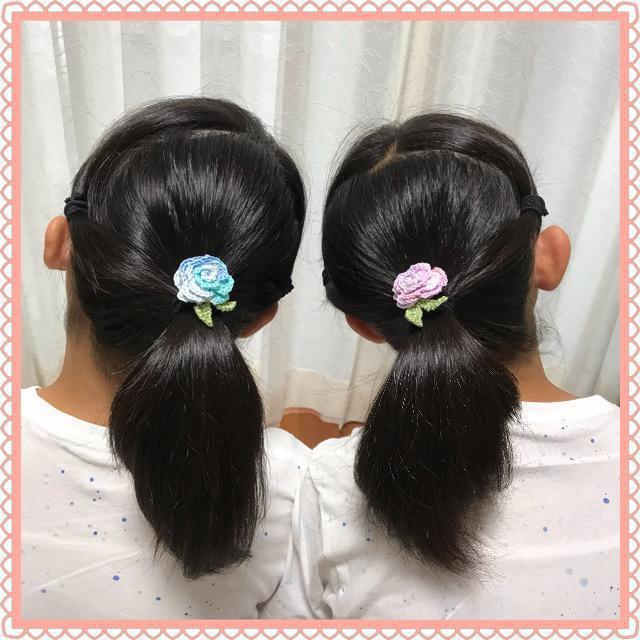 ハンドメイド♪レース編み 薔薇風お花モチーフのヘアゴム < 女性ファッション  ハンドメイド♪レース編み 薔薇風お花モチーフのヘアゴム < 女性ファッションの