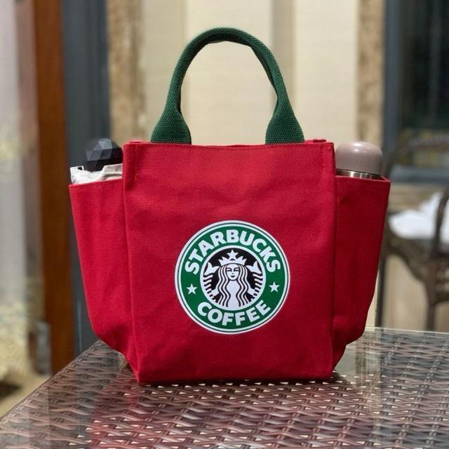 【スターバックス海外限定】スタバ トートバック ハンドバッグ小物入れ 赤 < 女性ファッション  【スターバックス海外限定】スタバ トートバック ハンドバッグ小物入れ 赤  < 女性ファッションの