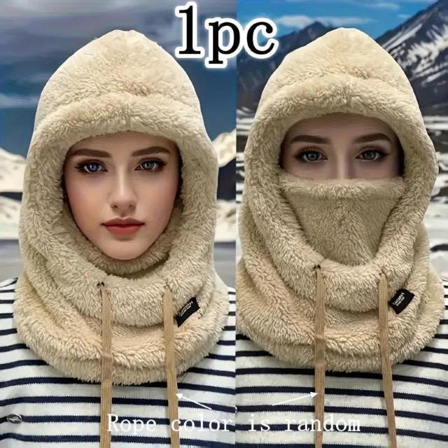 超お買い得790円★冬用ふわふわ防寒フェイスマスク帽子 - 伸縮性のあるドローストリングクロージャー カーキ < 女性ファッション  超お買い得790円★冬用ふわふわ防寒フェイスマスク帽子 - 伸縮性のあるドローストリングクロージャー カーキ  < 女性ファッションの