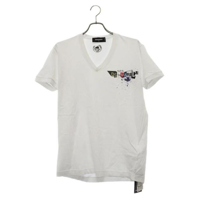 ☆DSQUARED2 ディースクエアード ロゴ プリント Vネック 半袖 Tシャツ カットソー/メンズ/M☆新品 < ブランド  ☆DSQUARED2 ディースクエアード ロゴ プリント Vネック 半袖 Tシャツ カットソー/メンズ/M☆新品  < ブランドの
