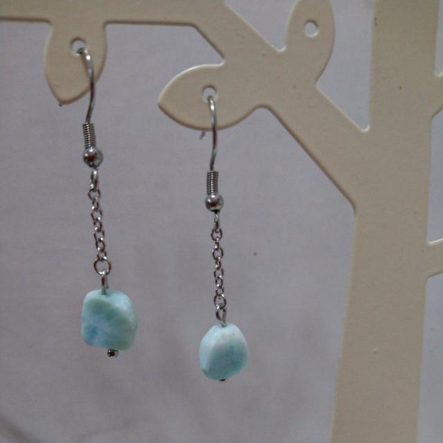 handmade 天然石ピアス ラリマーAA++ ステンレスフック < 女性アクセサリー/時計  handmade 天然石ピアス ラリマーAA++ ステンレスフック  < 女性アクセサリー/時計の