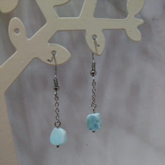 handmade 天然石ピアス ラリマーAA++ ステンレスフック < 女性アクセサリー/時計  handmade 天然石ピアス ラリマーAA++ ステンレスフック < 女性アクセサリー/時計の