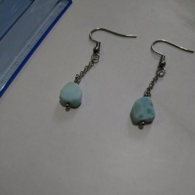 handmade 天然石ピアス ラリマーAA++ ステンレスフック < 女性アクセサリー/時計  handmade 天然石ピアス ラリマーAA++ ステンレスフック < 女性アクセサリー/時計の