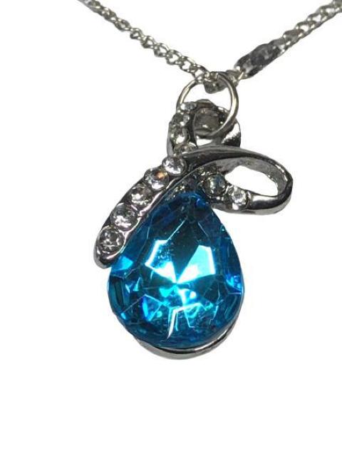 大粒 クリスタル ラインストーン ブリリアントカット CZダイヤモンド ペンダント ネックレス スカイブルー < 女性アクセサリー/時計  大粒 クリスタル ラインストーン ブリリアントカット CZダイヤモンド ペンダント ネックレス スカイブルー < 女性アクセサリー/時計の