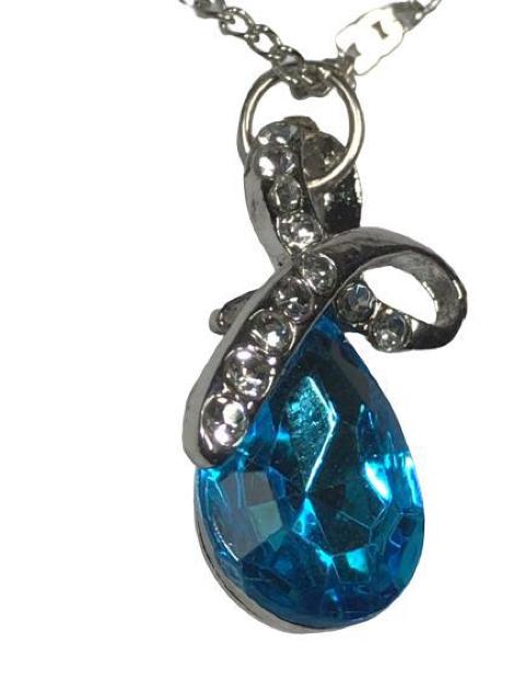 大粒 クリスタル ラインストーン ブリリアントカット CZダイヤモンド ペンダント ネックレス スカイブルー < 女性アクセサリー/時計  大粒 クリスタル ラインストーン ブリリアントカット CZダイヤモンド ペンダント ネックレス スカイブルー < 女性アクセサリー/時計の