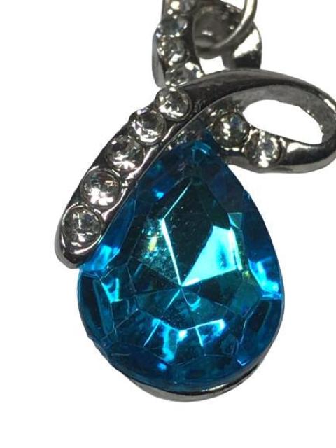 大粒 クリスタル ラインストーン ブリリアントカット CZダイヤモンド ペンダント ネックレス スカイブルー < 女性アクセサリー/時計  大粒 クリスタル ラインストーン ブリリアントカット CZダイヤモンド ペンダント ネックレス スカイブルー < 女性アクセサリー/時計の