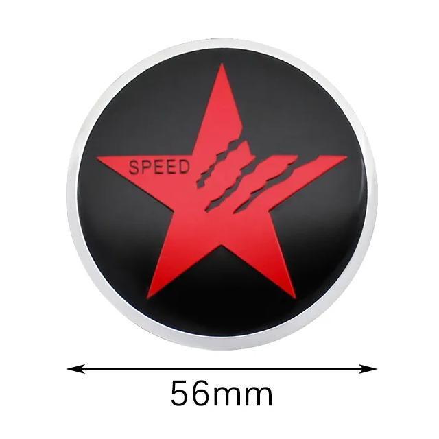 スターSPEEDデザイン ホイール センターキャップ レッド 56mm 4枚セット アルミ製 カーステッカー < 自動車/バイク スターSPEEDデザイン ホイール センターキャップ レッド 56mm 4枚セット アルミ製 カーステッカー < 自動車/バイク